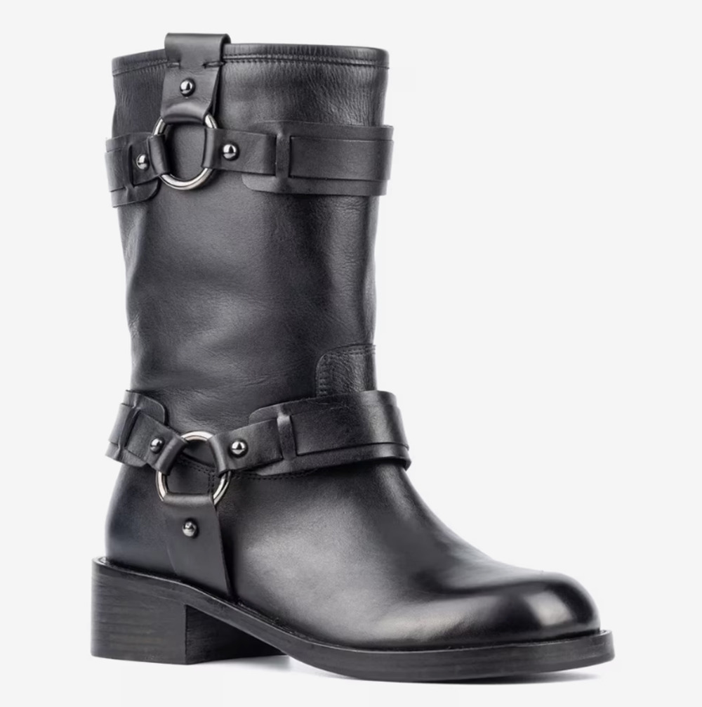 NEW VINTAGE FOUNDRY CO BLACK AUGUSTA MID CALF LEATHER BOOTS SZ 9